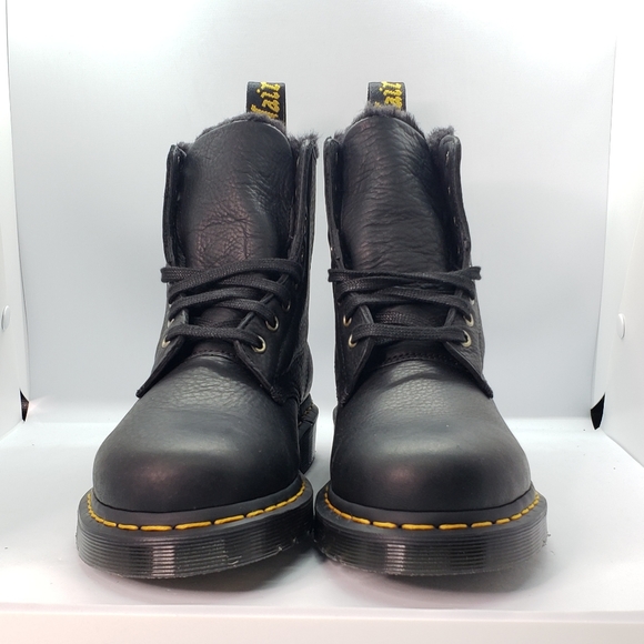 Dr. Martens 1460 Pascal Faux Fur Lined Lace Up Boots Black Leather Women Size 8 - Picture 8 of 12